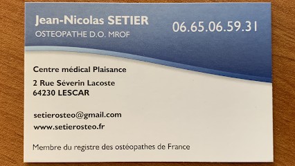 Setier Jean-Nicolas D.O. MROF, Ostéopathe à Lescar