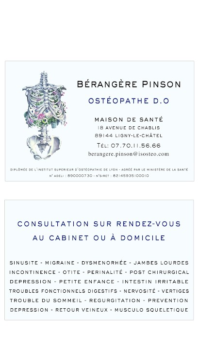Bérangere PINSON, Ostéopathe D.O, Ostéopathe à Ligny-le-Châtel