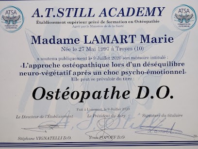 LAMART Marie Ostéopathe D.O, Ostéopathe à Clérey